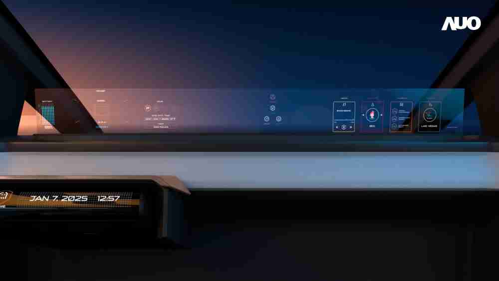 CG电子无界透明显示接口(Horizon Image Glass)透过车运算方案整合仪表板、、中控台及副驾显示器，，，，一体式全景呈现，，，，提供乘用者清晰的前方视野、、、、行车必要信息与娱乐功能